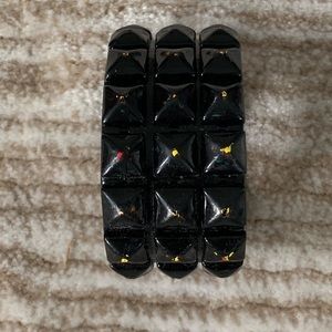 Men’s Black Leather Studded Bracelet